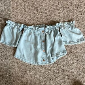 Light Blue Off-Shoulder Top